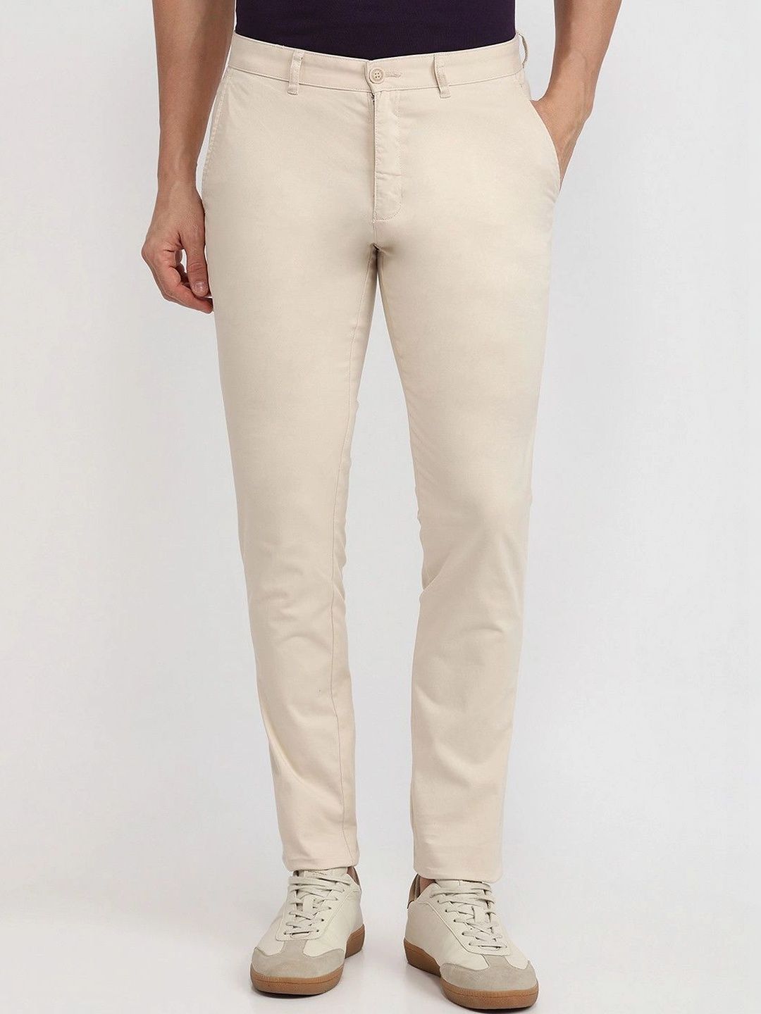 Parx Men Tapered Fit Low-Rise Easy Wash Trousers-picture-14