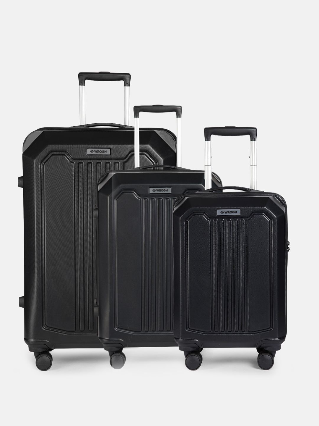 WROGN Set Of 3 Textured Hard-Sided Cabin Medium & Large Trolley Suitcase 180 L-picture-38