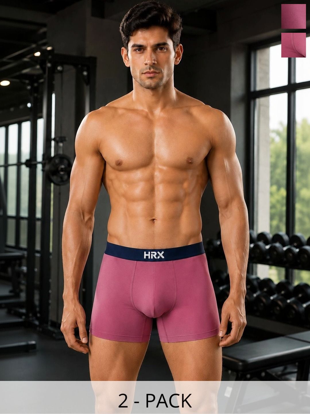 HRX by Hrithik Roshan Pack of 2 Cotton Blend Assorted Solid Trunks-picture-32