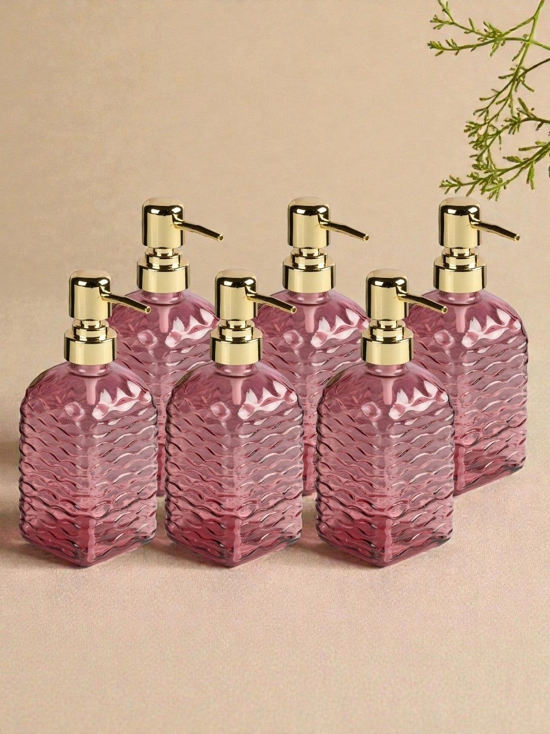 Kookee Pink 6 piece Abstract Glass Soap Dispenser-picture-46
