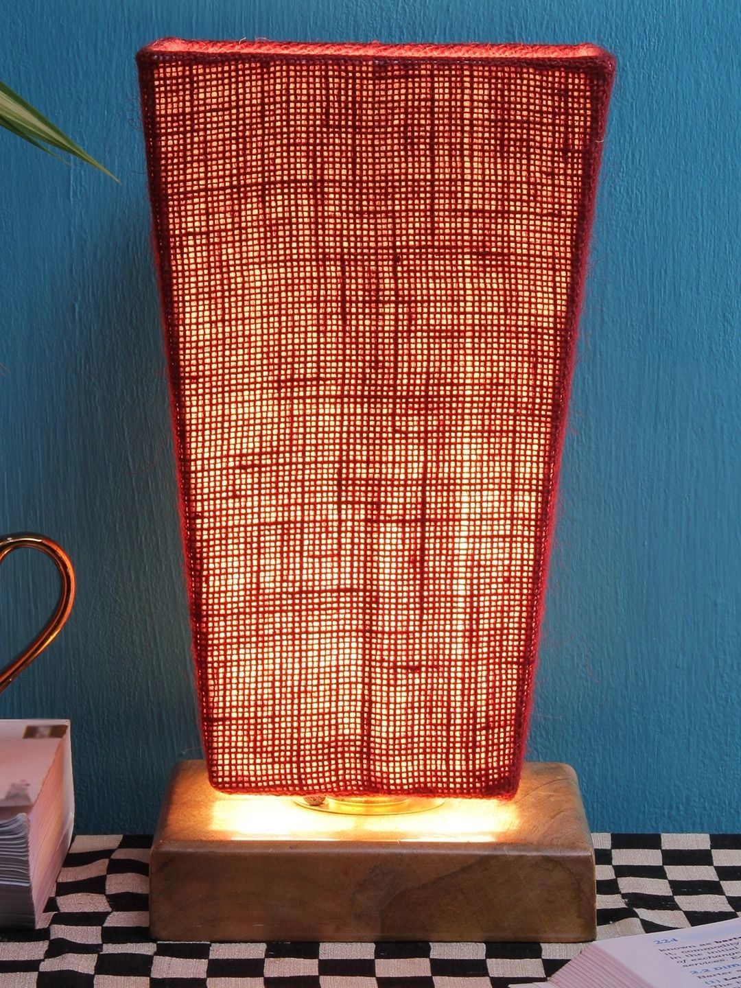 Myntra Elegant Homes Maroon Textured Wood Traditional Frusturical Shaped Table Lamp-picture-16