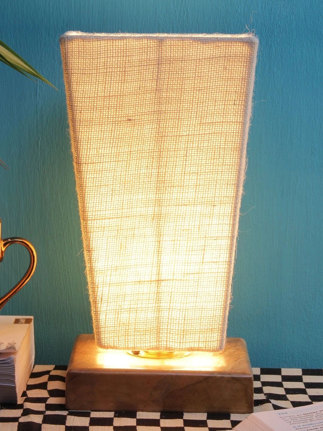 Myntra Elegant Homes White Textured Wood Traditional Frusturical Shaped Table Lamp-picture-33