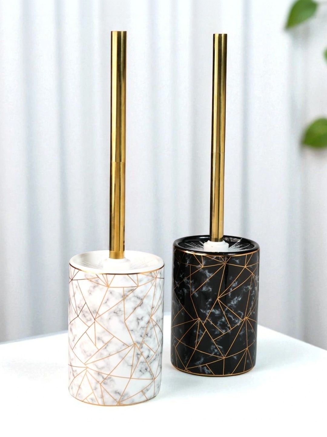 Kookee Multicoloured 2 piece Abstract Ceramic Toilet Brush Holder-picture-50