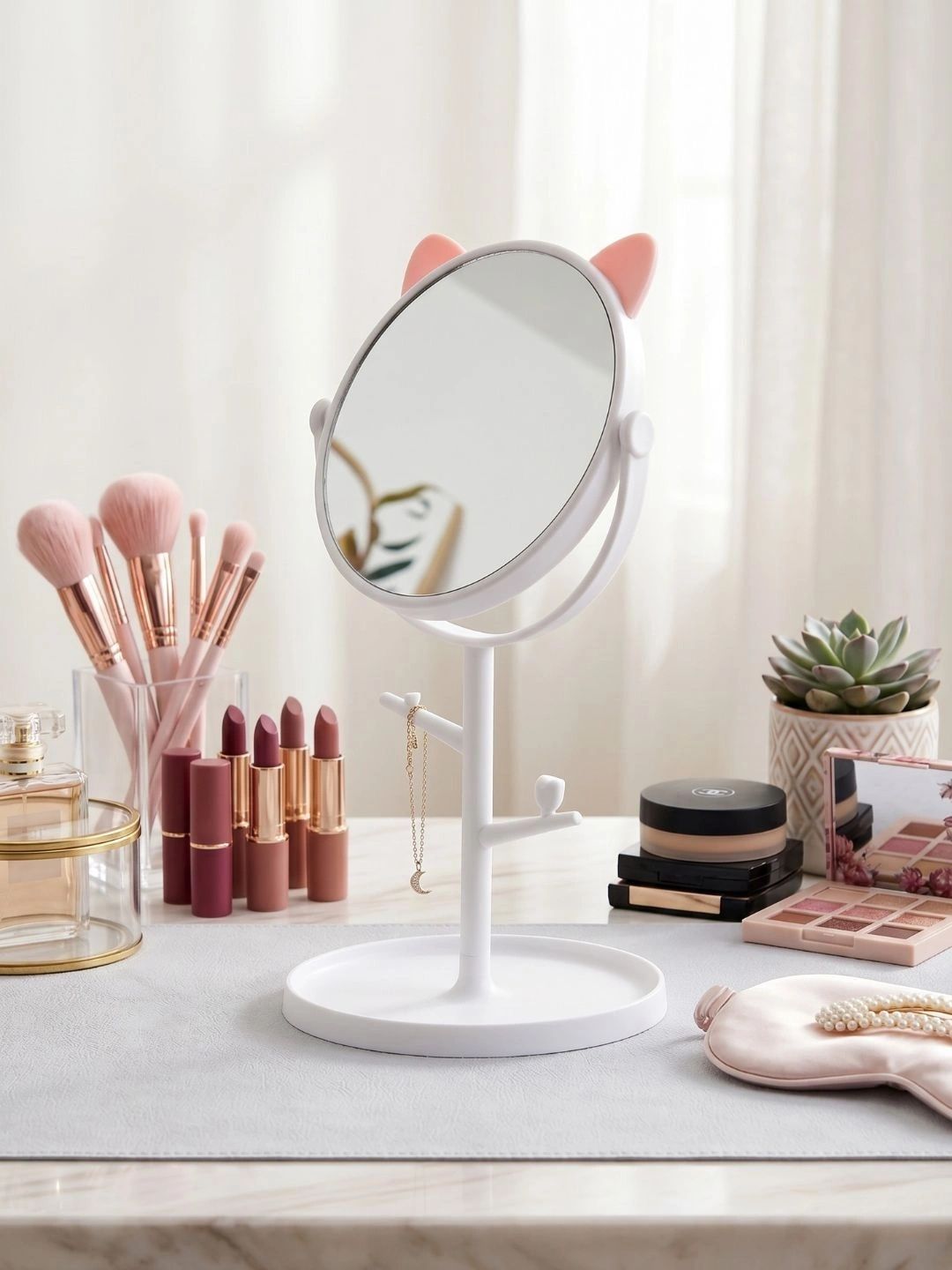 Myntra Elegant Homes White Plastic Makeup Table Top Mirror-image-36