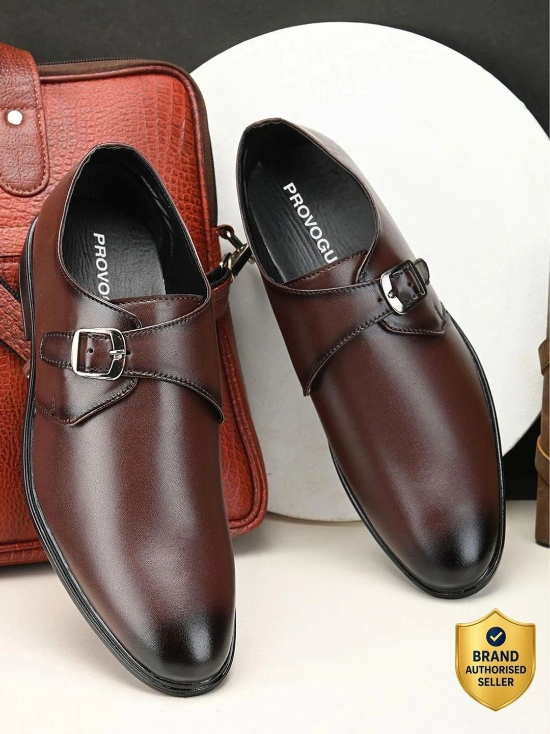 Provogue Men Pointed Toe Buckle Formal Monk Shoes-image-7