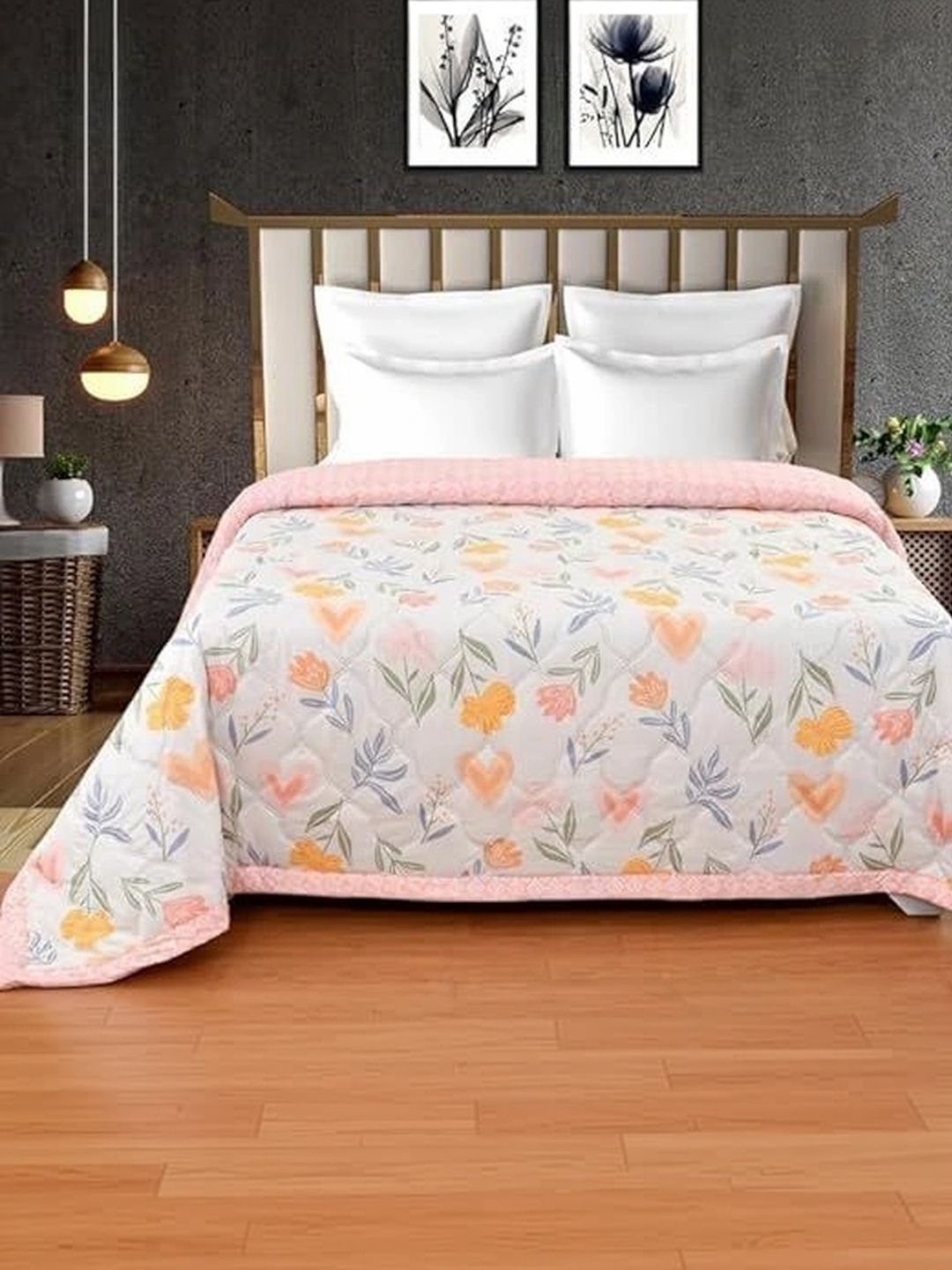 KIDS WONDERS Multicoloured Floral AC Room 210 GSM Quilt-image-26