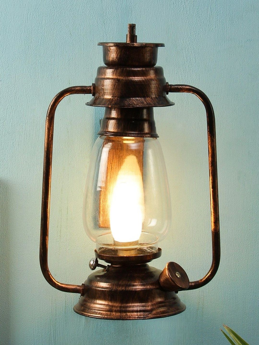 Myntra Elegant Homes Copper-Toned Textured Metal Wall Lamp-image-4