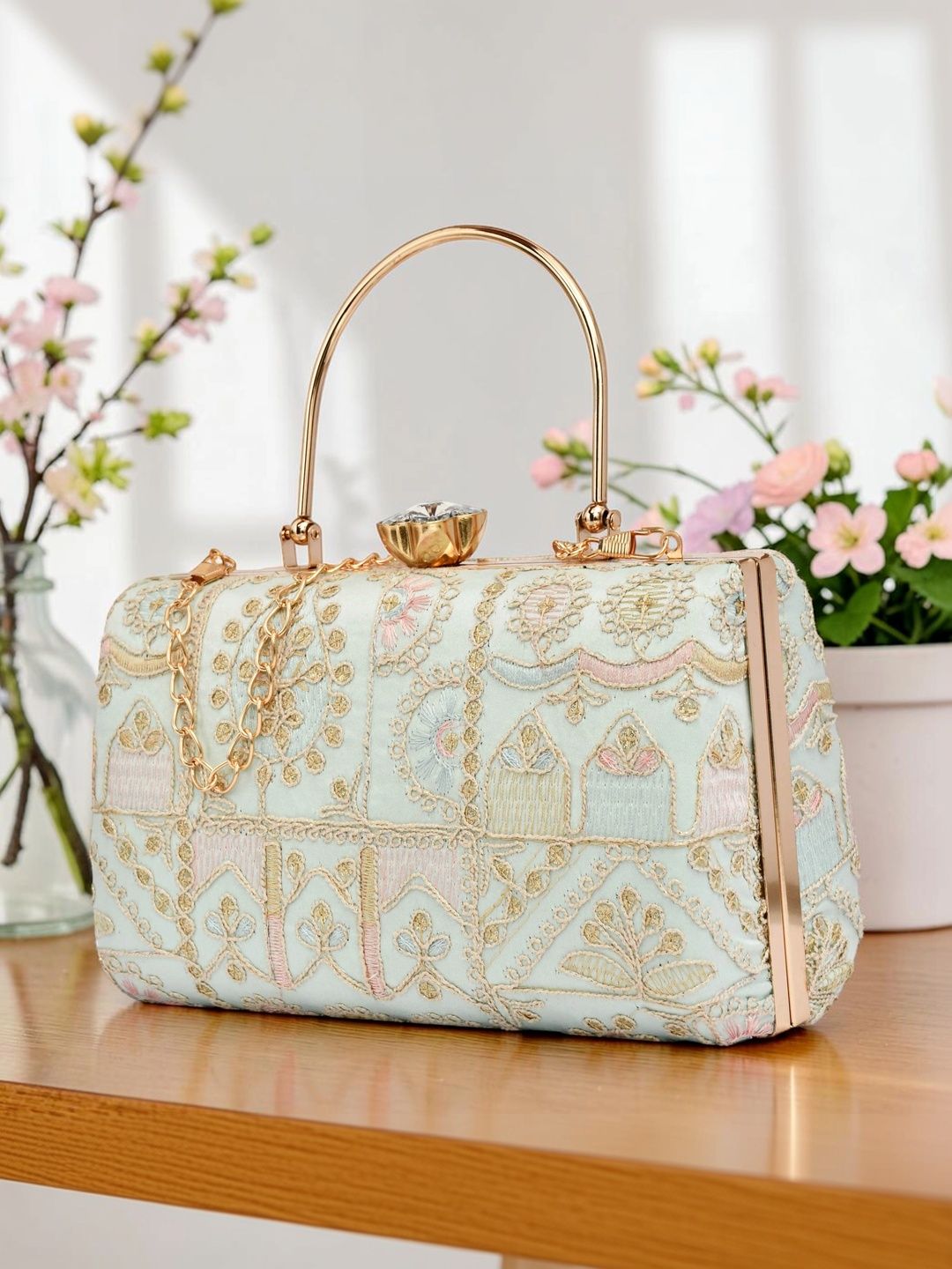 FOR THE BEAUTIFUL YOU Embroidered Embellished Box Clutch-image-25