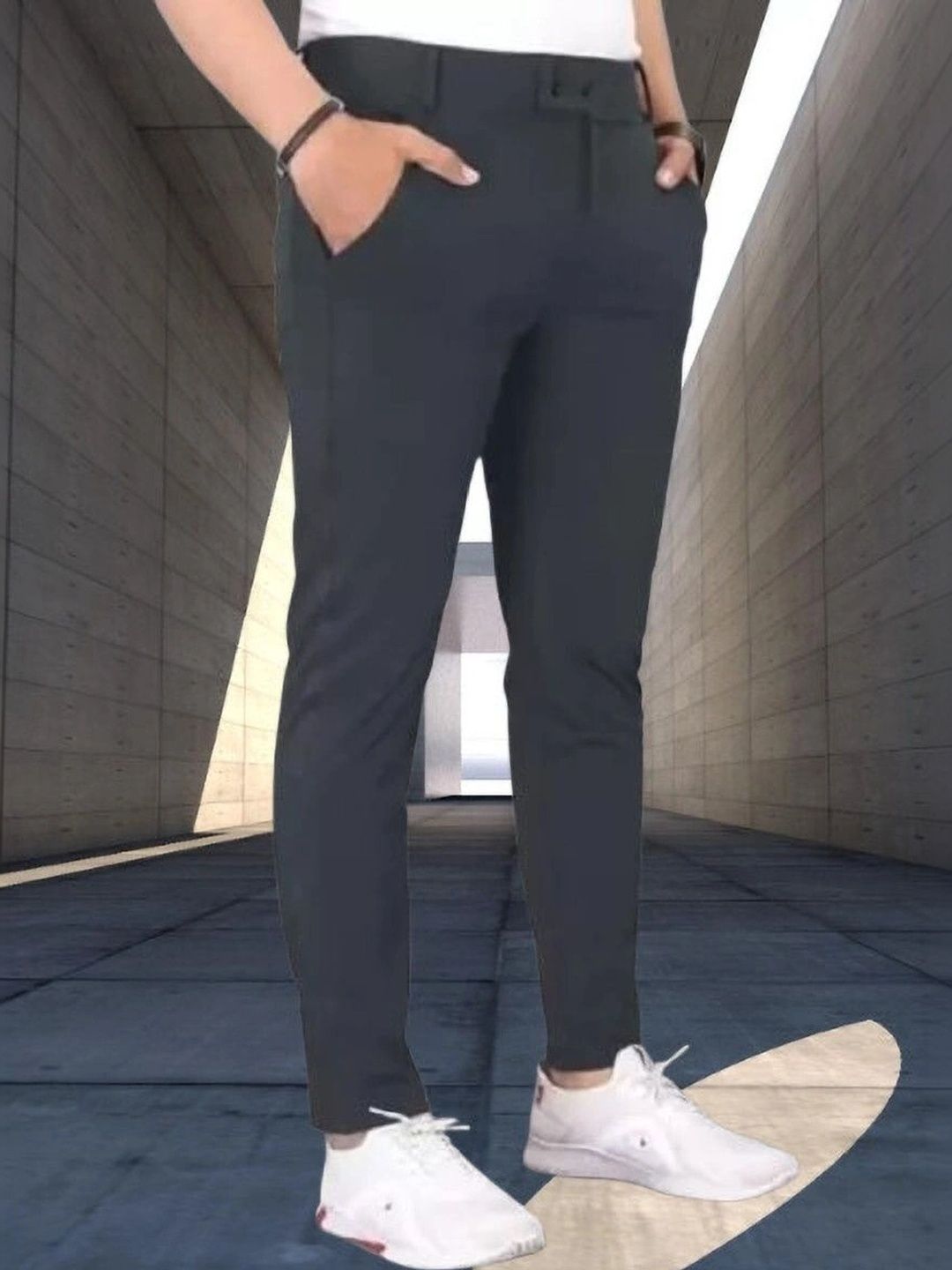 CIVIRASTYLE Men Smart Slim Fit Trousers-image-16