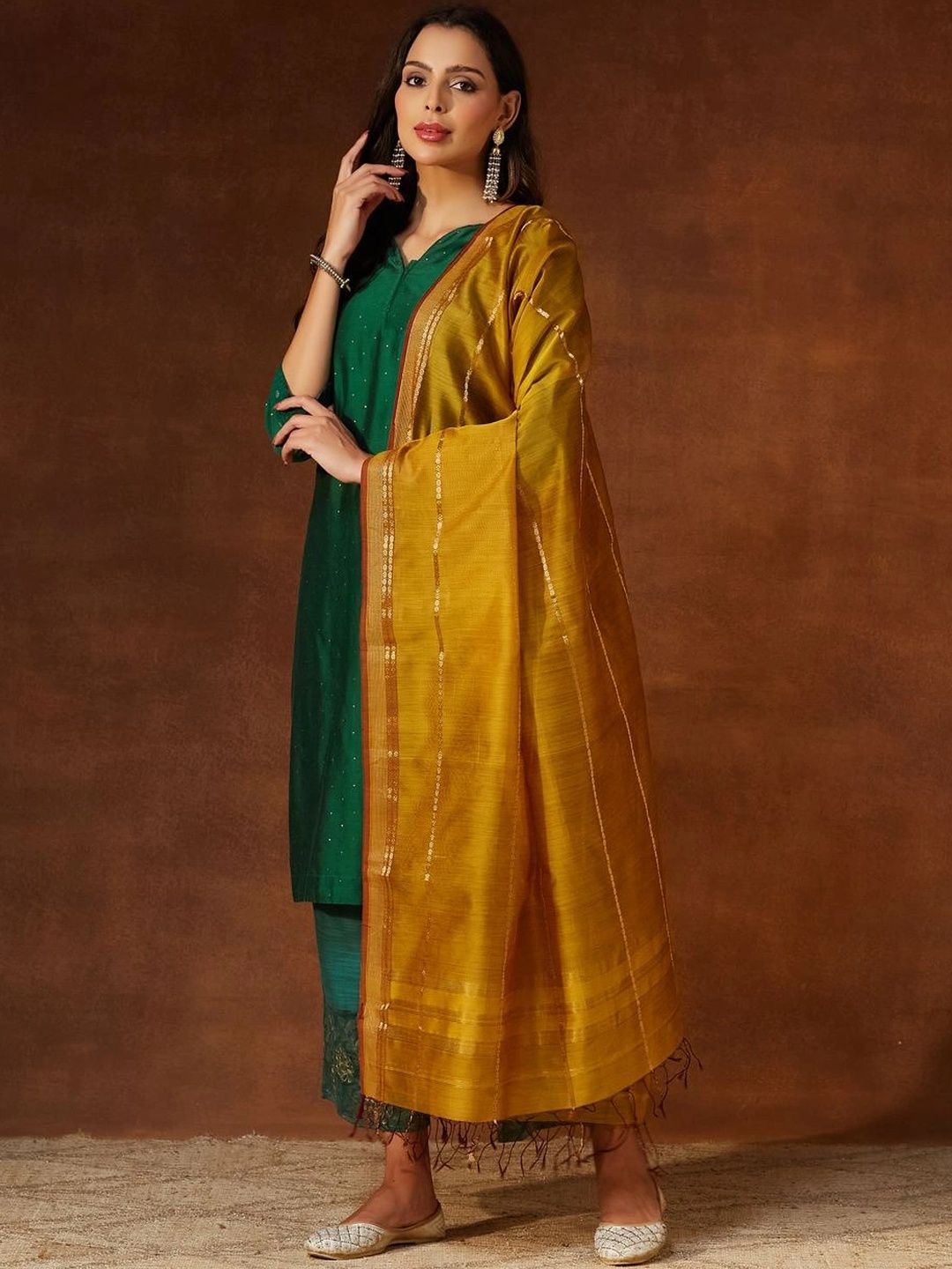 Fabindia Woven Design Cotton Silk Blend Dupatta with Zari-picture-41