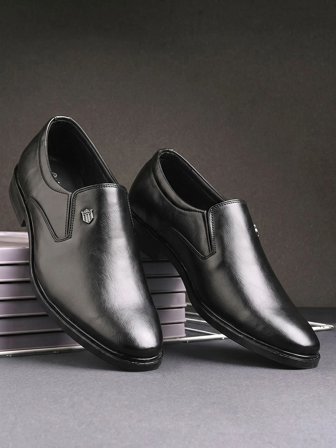 HERE&NOW Men PU Pointed Toe Slip-On Slip-On Shoes Formal Shoes-image-5