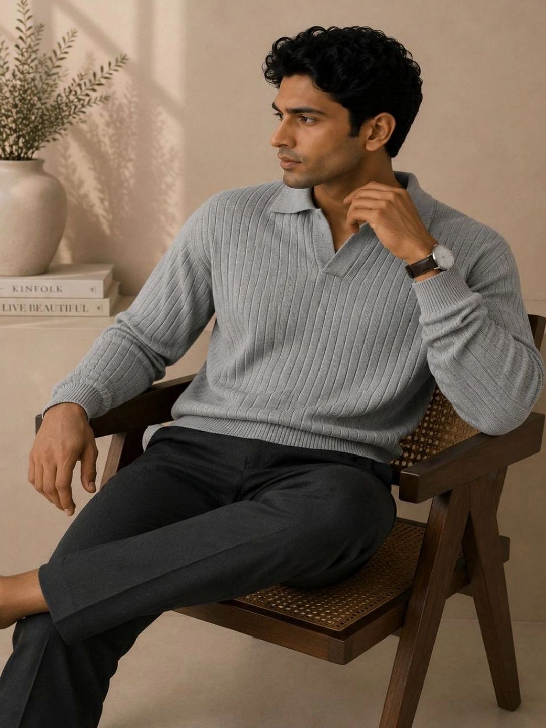 KARAMKAR Men Ribbed Woollen Pullover-picture-19
