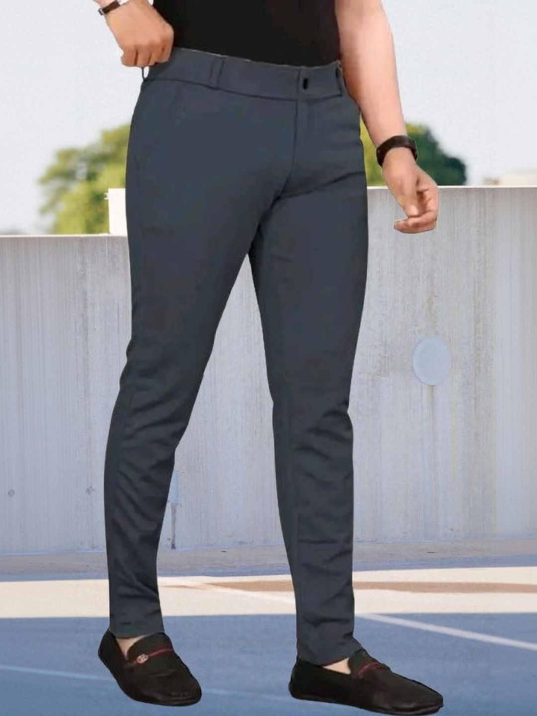 CIVIRASTYLE Men Smart Slim Fit Trousers-image-43