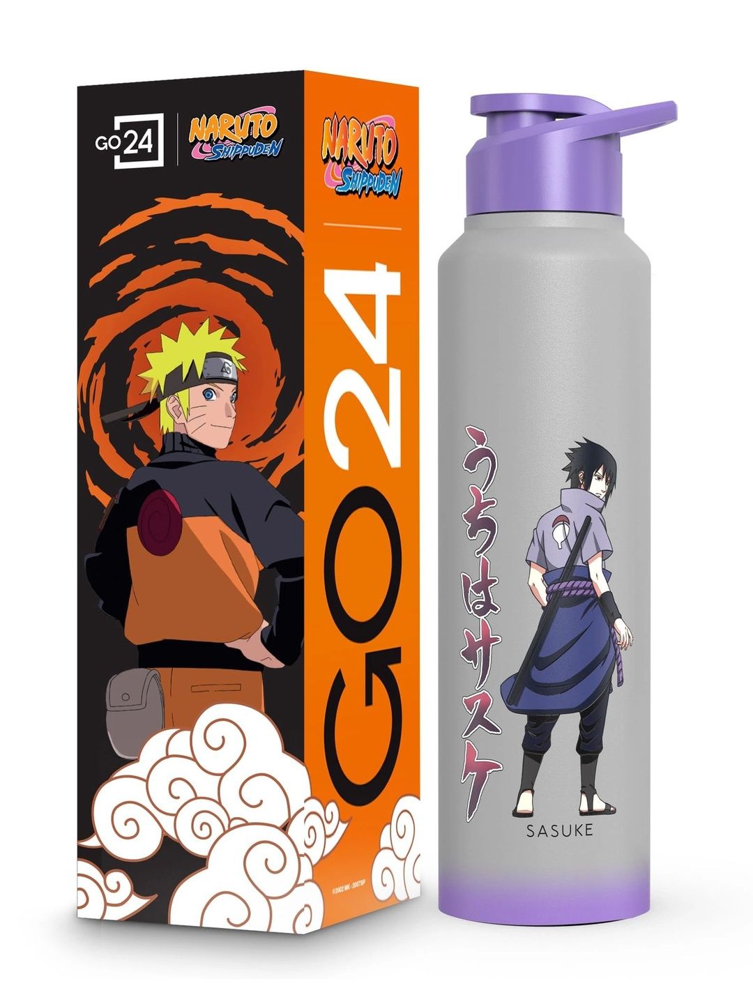 Go24 Grey & Purple Single Stainless Steel Cartoon Characters Single Wall Vacuum Water Bottle-image-11
