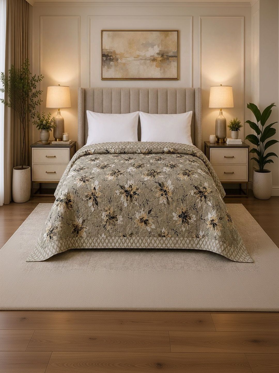 Supreme Home Collective Brown & Black Floral AC Room 300 GSM Blanket-image-31