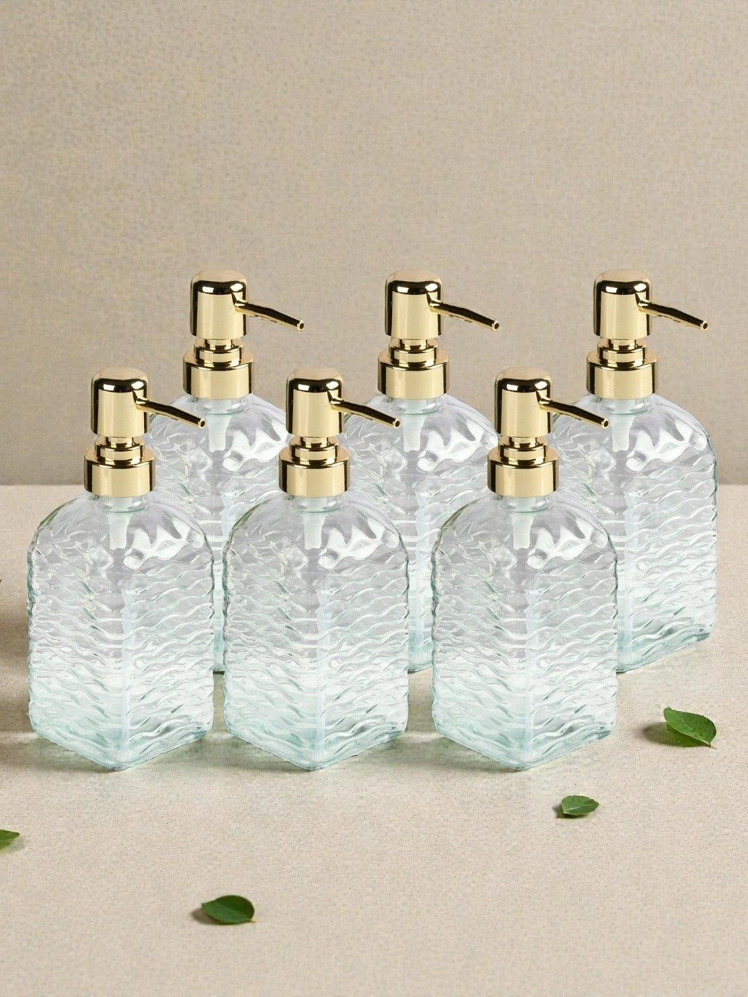 Kookee Transparent 6 piece Abstract Glass Soap Dispenser-picture-44