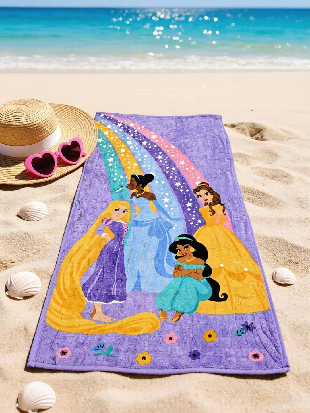 Yellow Bee Purple 1 Printed Cotton 300 GSM Bath Towel-picture-54