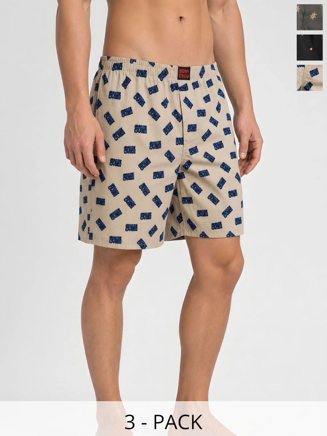 Boxy Crew Pack Of 3 Printed Pure Cotton Lightweight & Breathable Inner Elasticated Boxers-picture-56