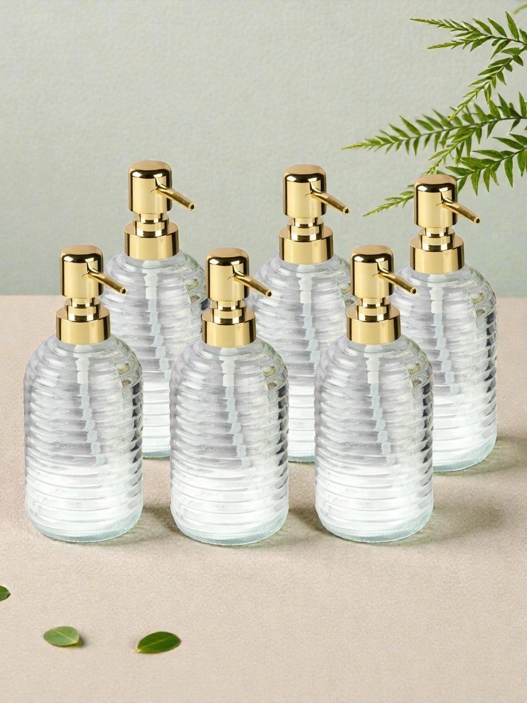 Kookee Transparent 6 piece Abstract Glass Soap Dispenser-picture-35