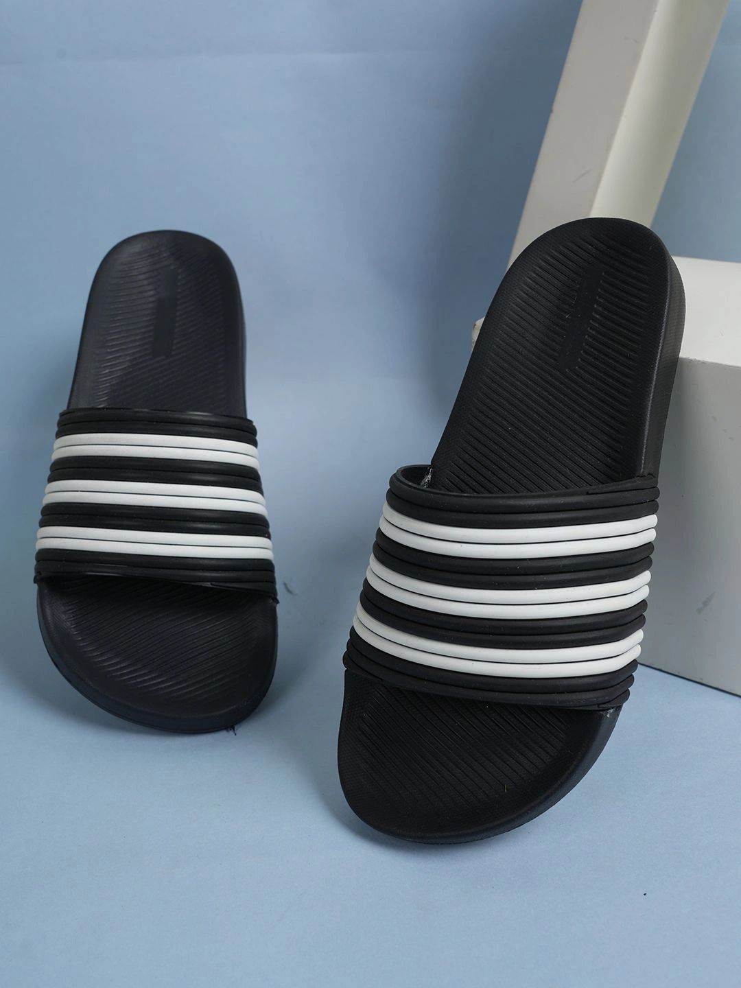 Miss & Chief Unisex Kids Striped Rubber Sliders-picture-42