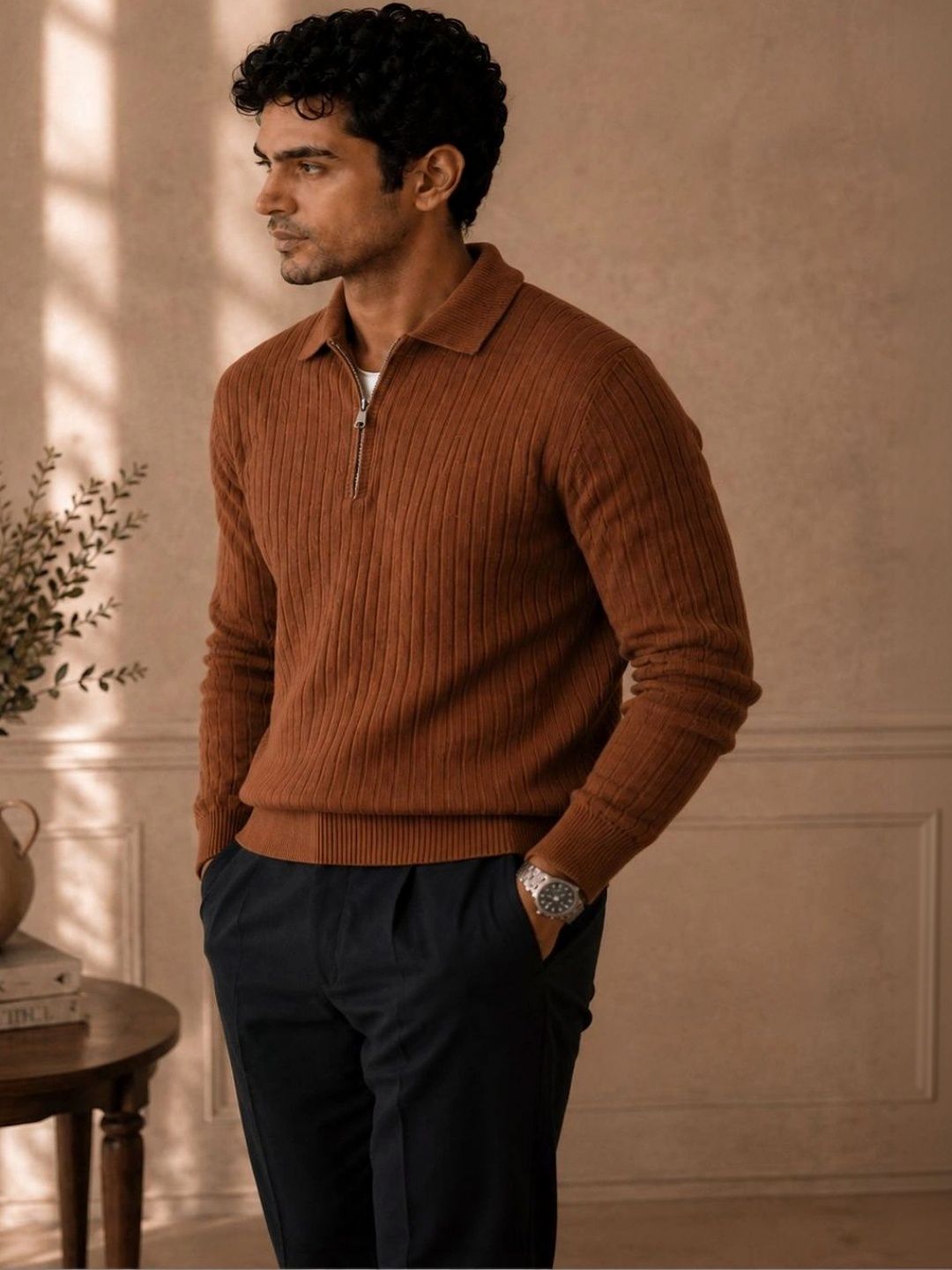 KARAMKAR Men Ribbed Woollen Pullover-picture-18
