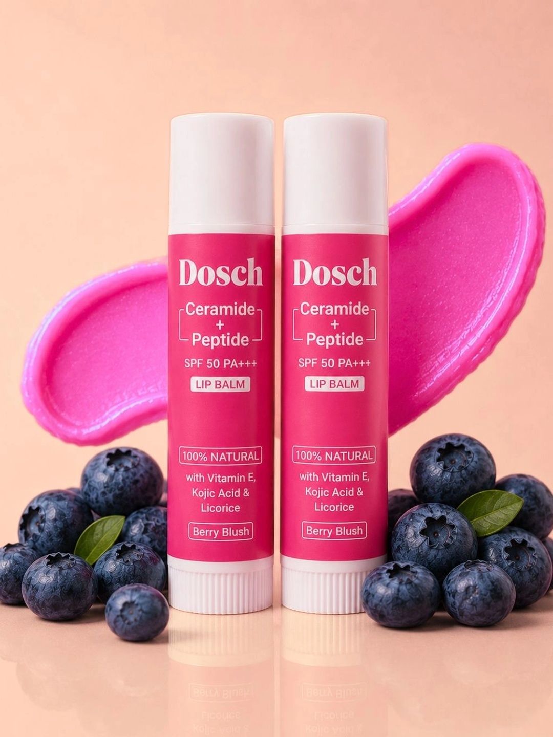 DOSCH Set Of 2 Berry Blush Tinted Lip Balm SPF 50 PA+++ - 5 g Each