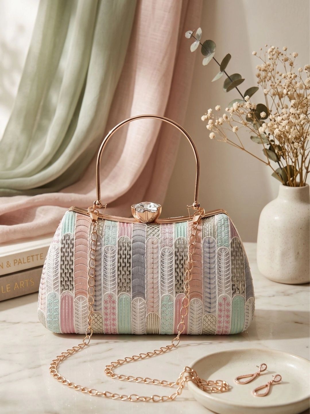 MISHA Embroidered Embellished Box Clutch-picture-53