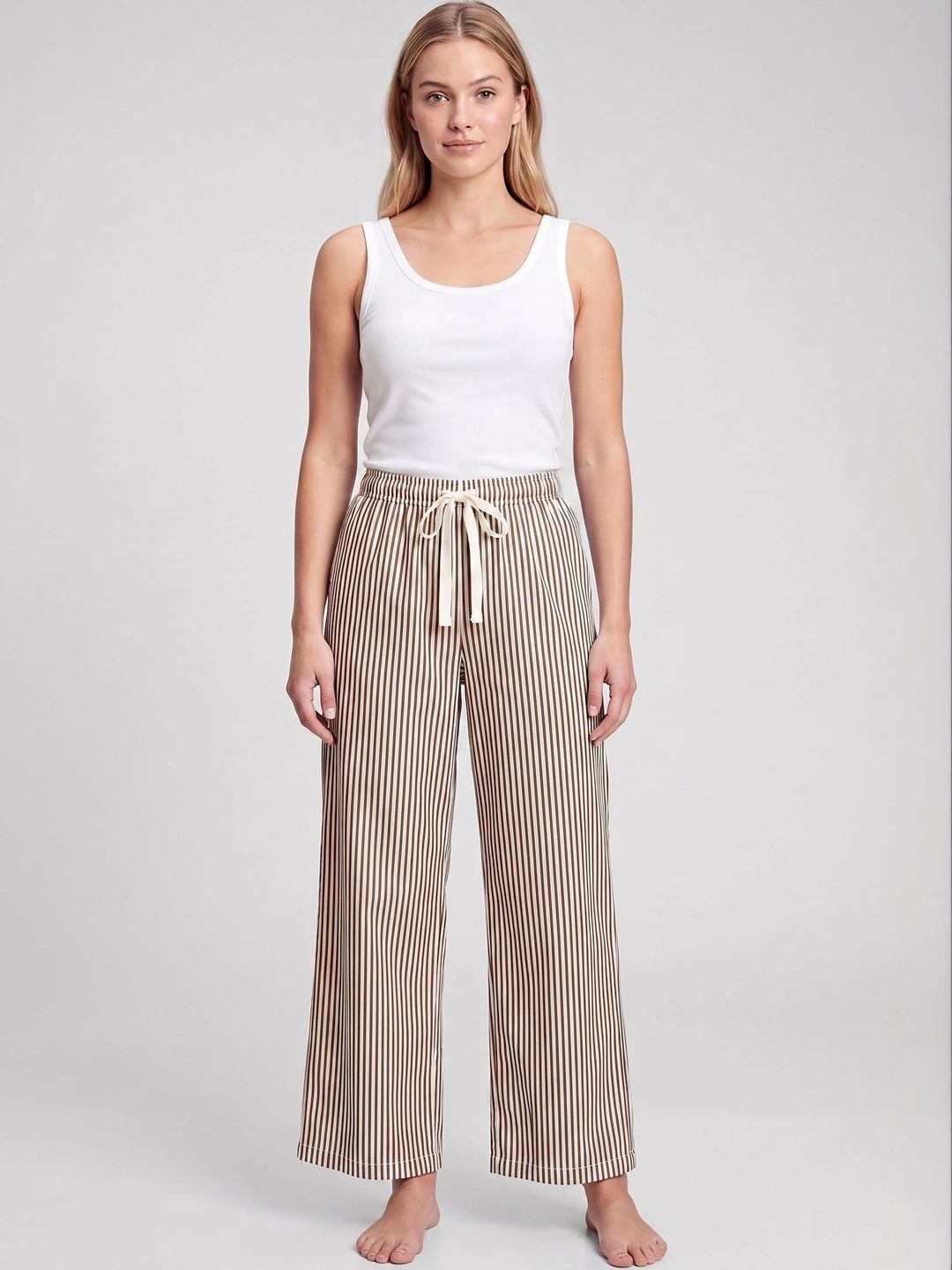 Neet Women Striped Relaxed Loose Fit Trousers-picture-51