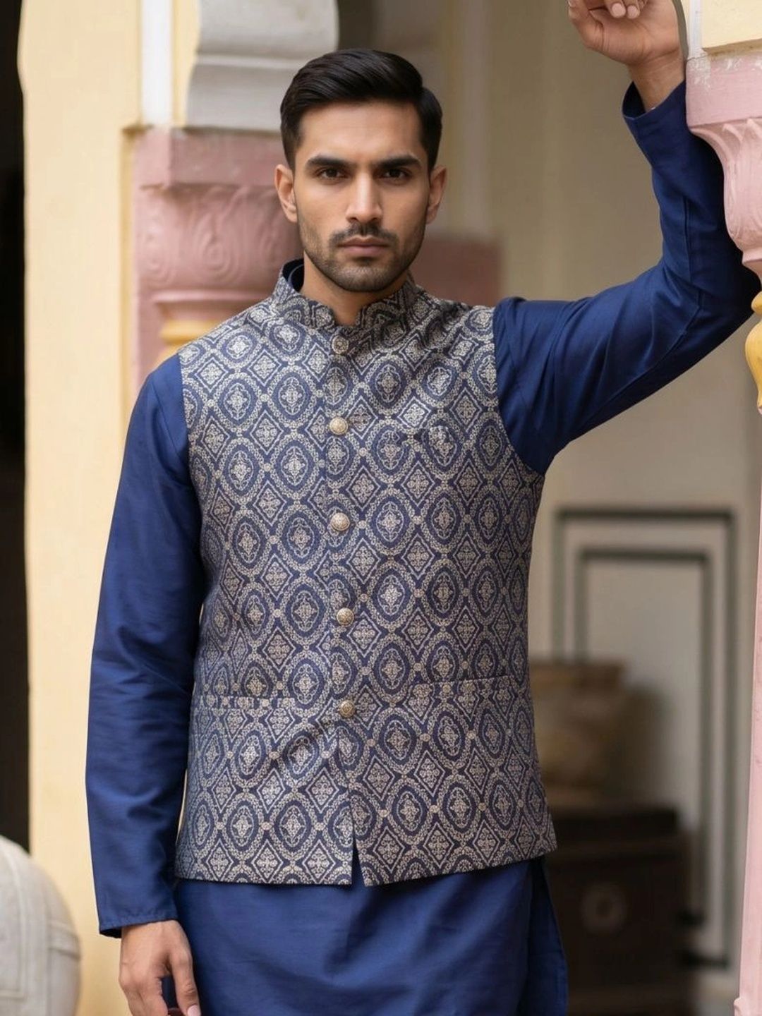 Jompers Woven Design Nehru Jackets-picture-26