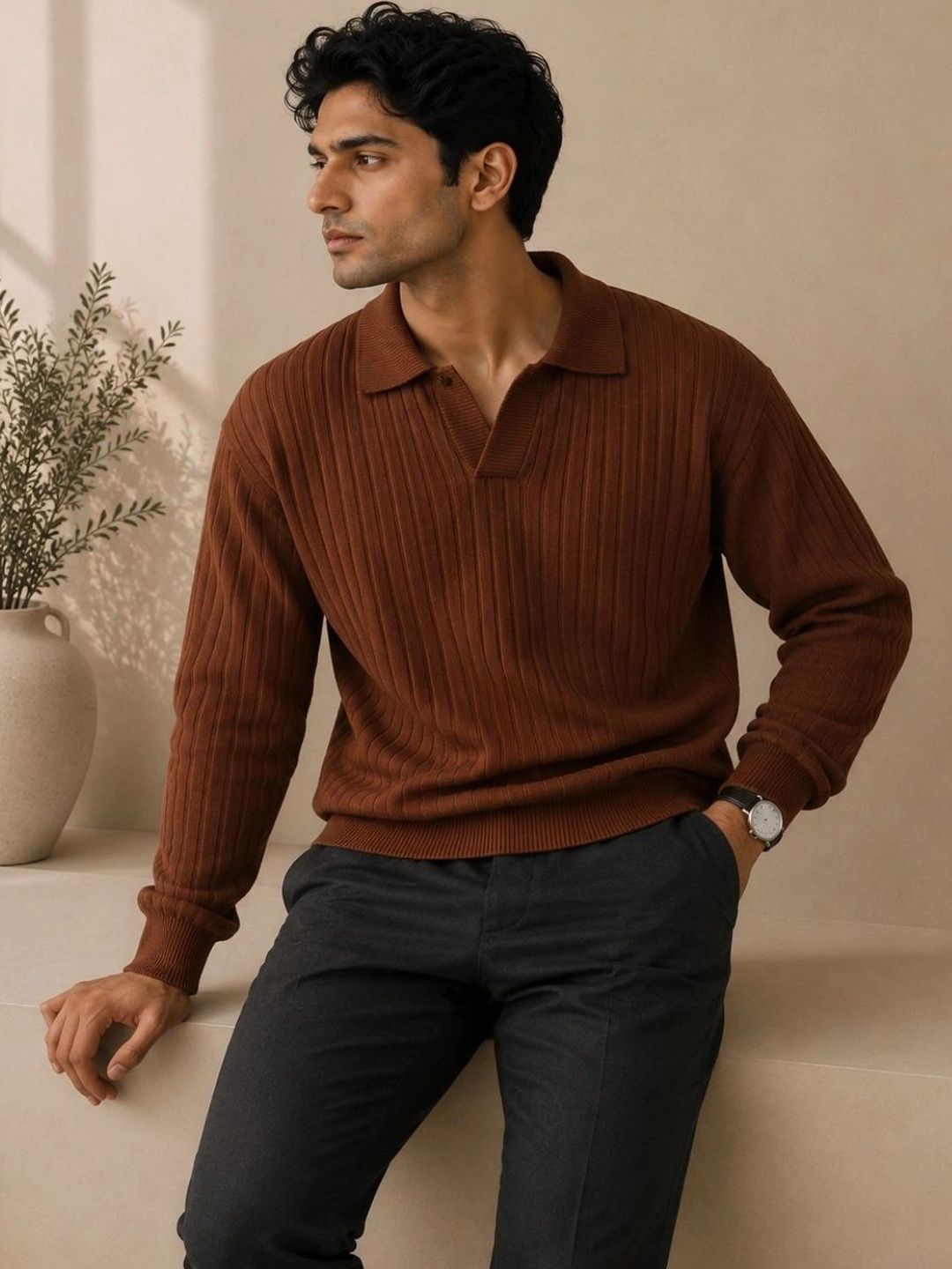 KARAMKAR Men Ribbed Woollen Pullover-picture-16