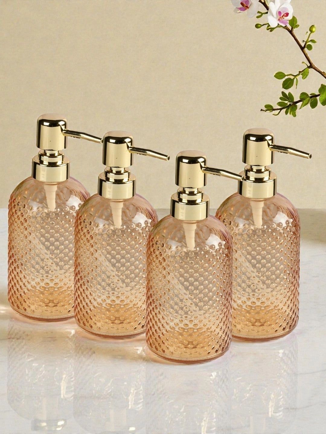 Kookee Orange 4 piece Abstract Glass Soap Dispenser-picture-37