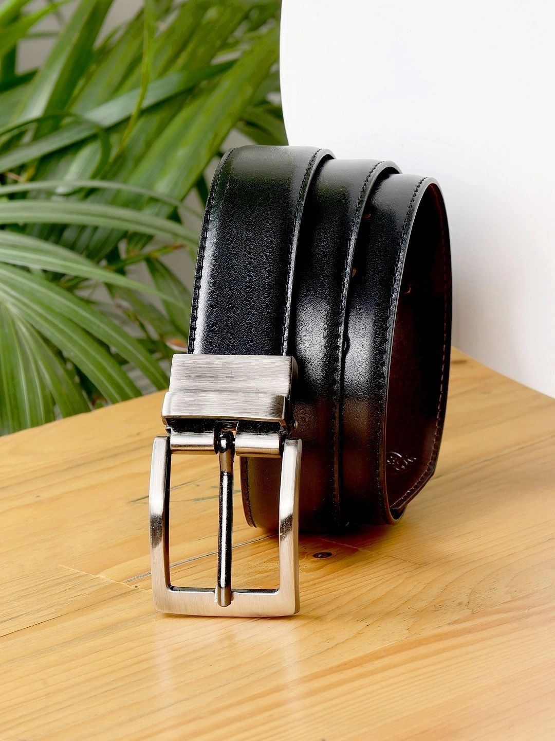 ZEVORA Men Leather Reversible Formal Belt-image-1