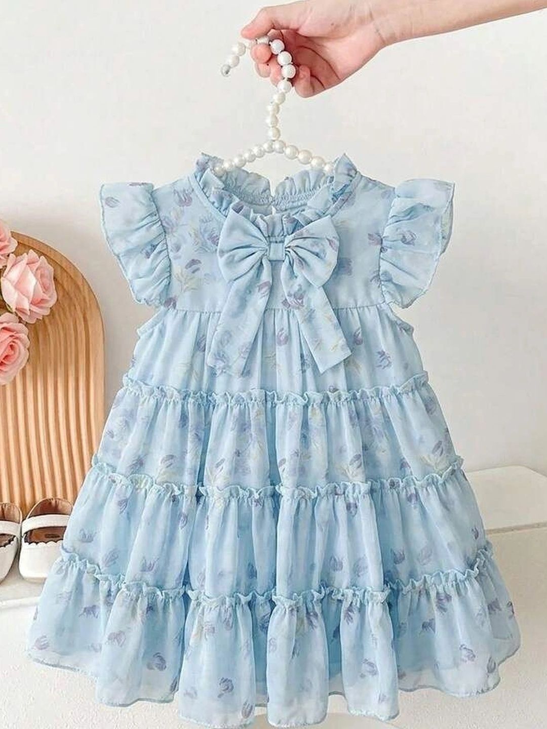 DHARMIKAAY TRENDZ Floral Print Flutter Sleeve Ruffled A-Line Dress-picture-11