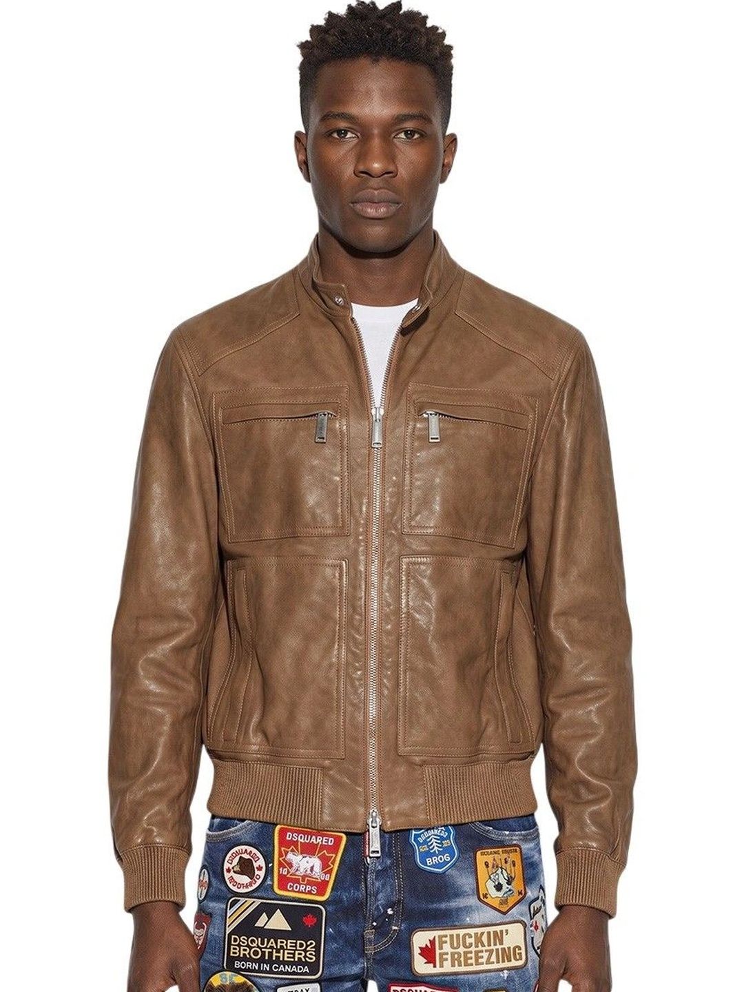 Dsquared2 Men Leather Bomber Jacket-picture-28