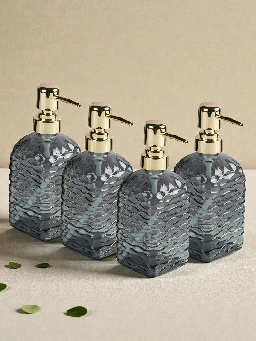 Kookee Grey 4 piece Abstract Glass Soap Dispenser-picture-41