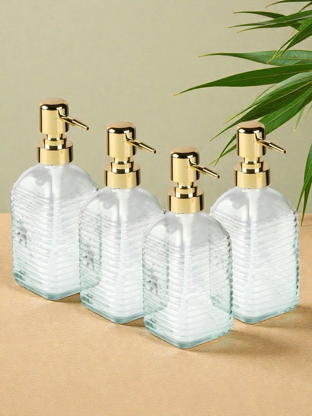 Kookee Transparent 4 piece Abstract Glass Soap Dispenser-picture-20