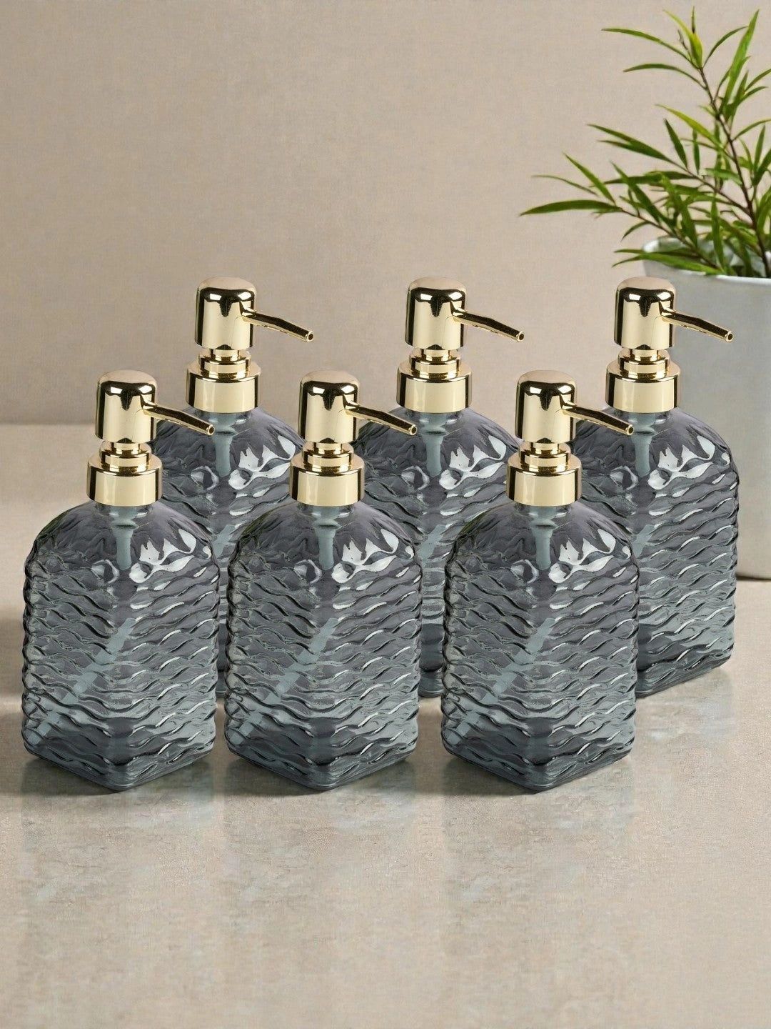 Kookee Grey 6 piece Abstract Glass Soap Dispenser-picture-14