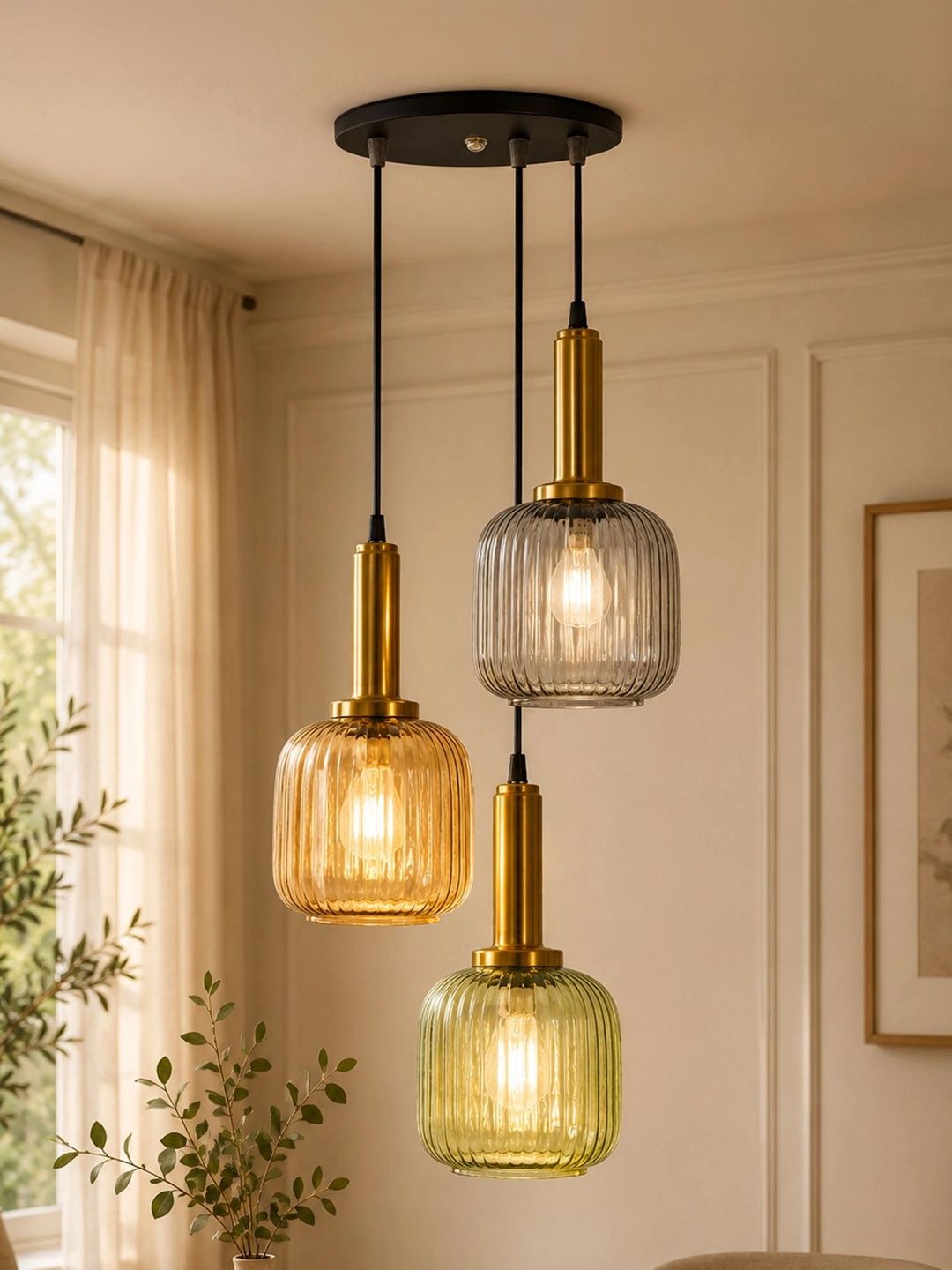 Glowhere Multicoloured Textured Glass Contemporary Ceiling Lamp-image-7