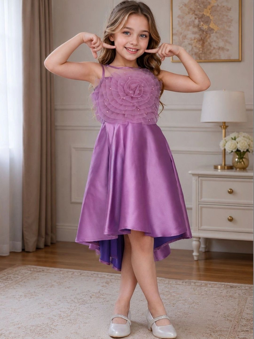 Dripteen Ruffled Net Fit & Flare Dress-picture-34