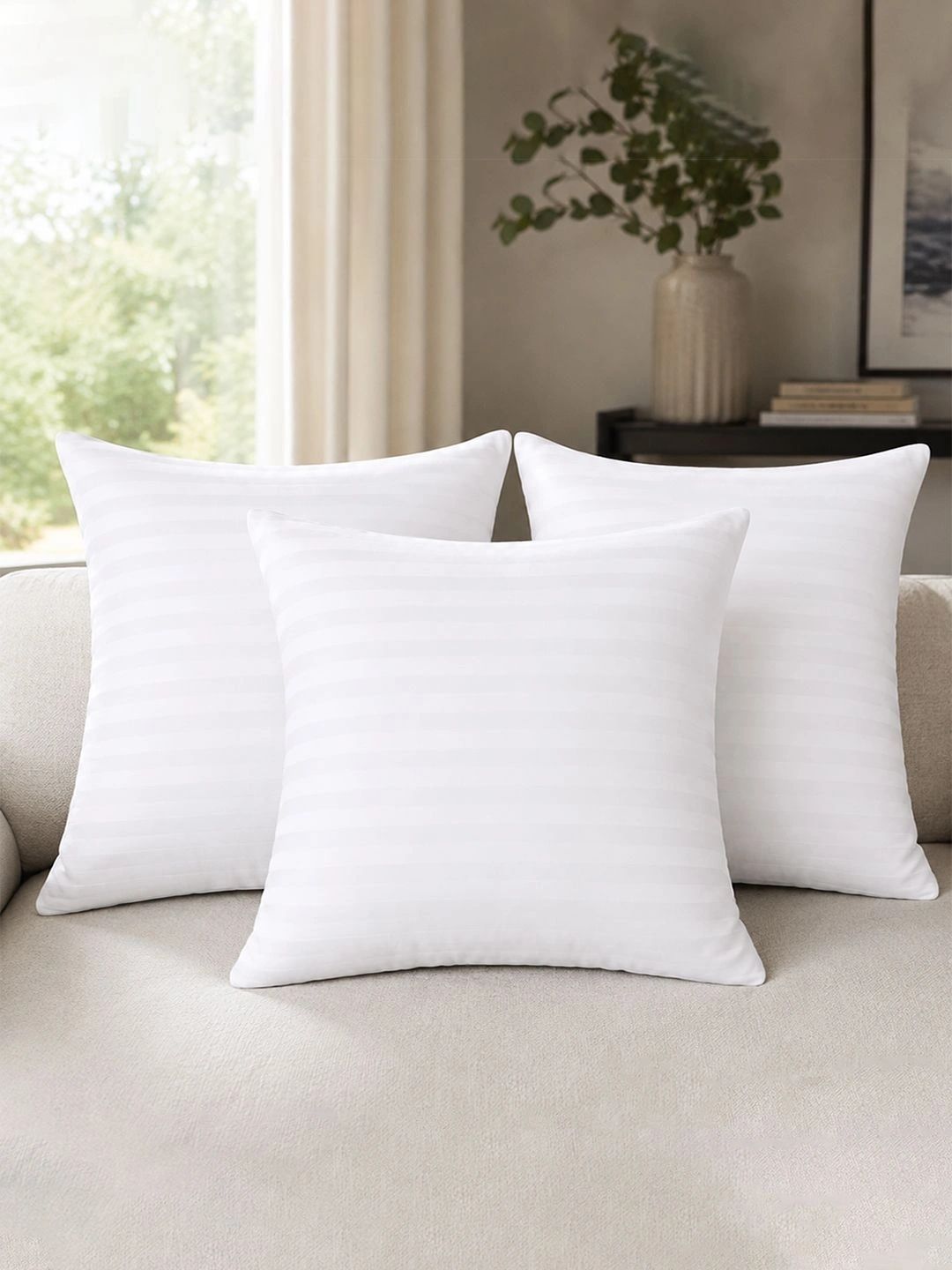 Myntra Elegant Homes 3-Pcs White Square Floor Cushions-image-24
