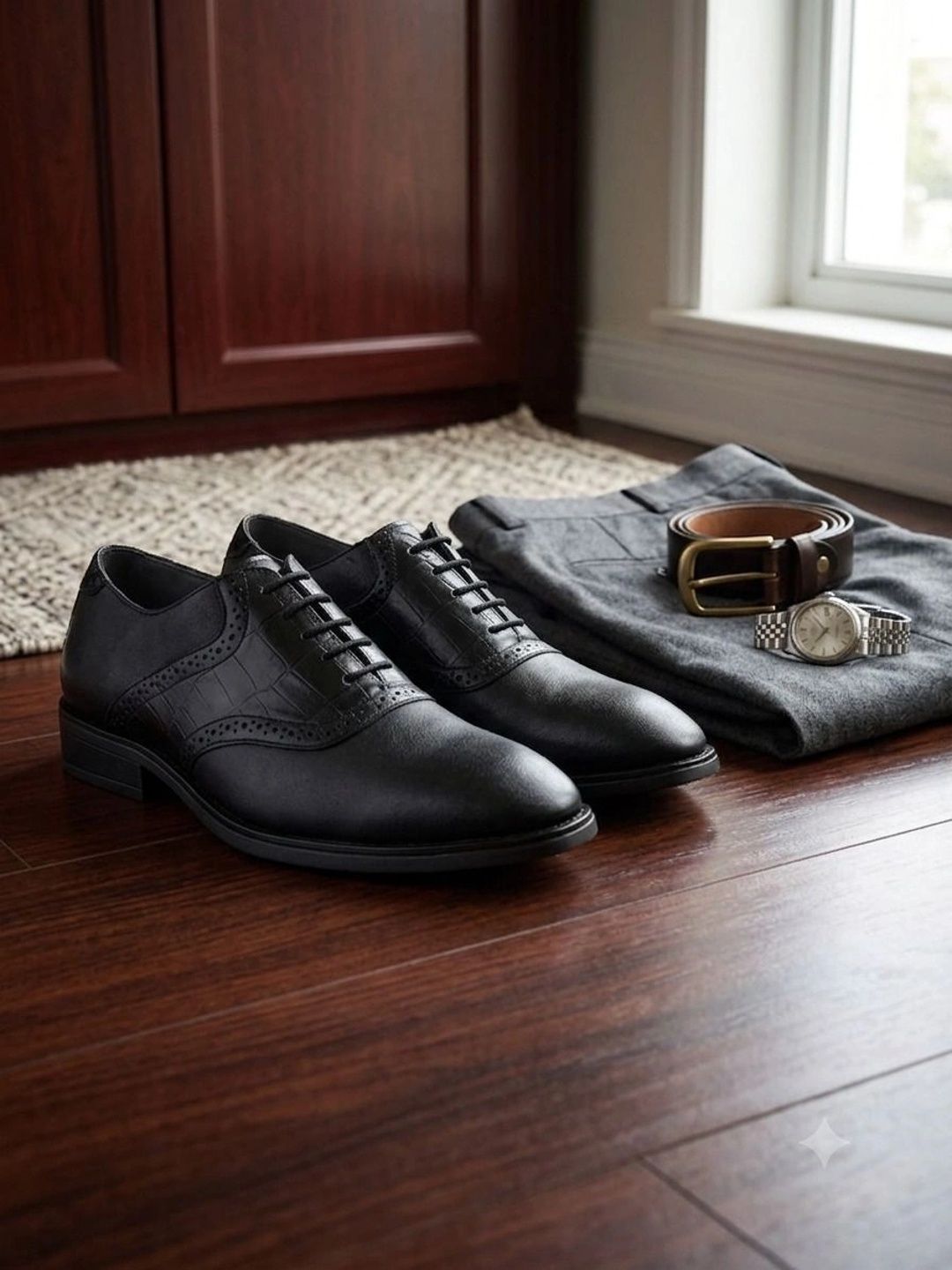 Killer Men Textured PU Round Toe Lace-Ups Formal Derbys-picture-10