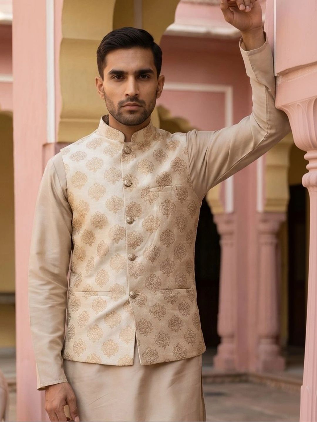 Jompers Woven Design Nehru Jackets-picture-55