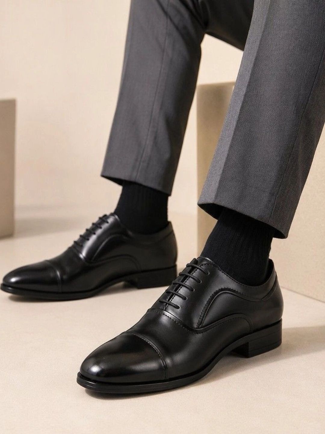 House of Pataudi Men Oxford Formal Shoes-image-3
