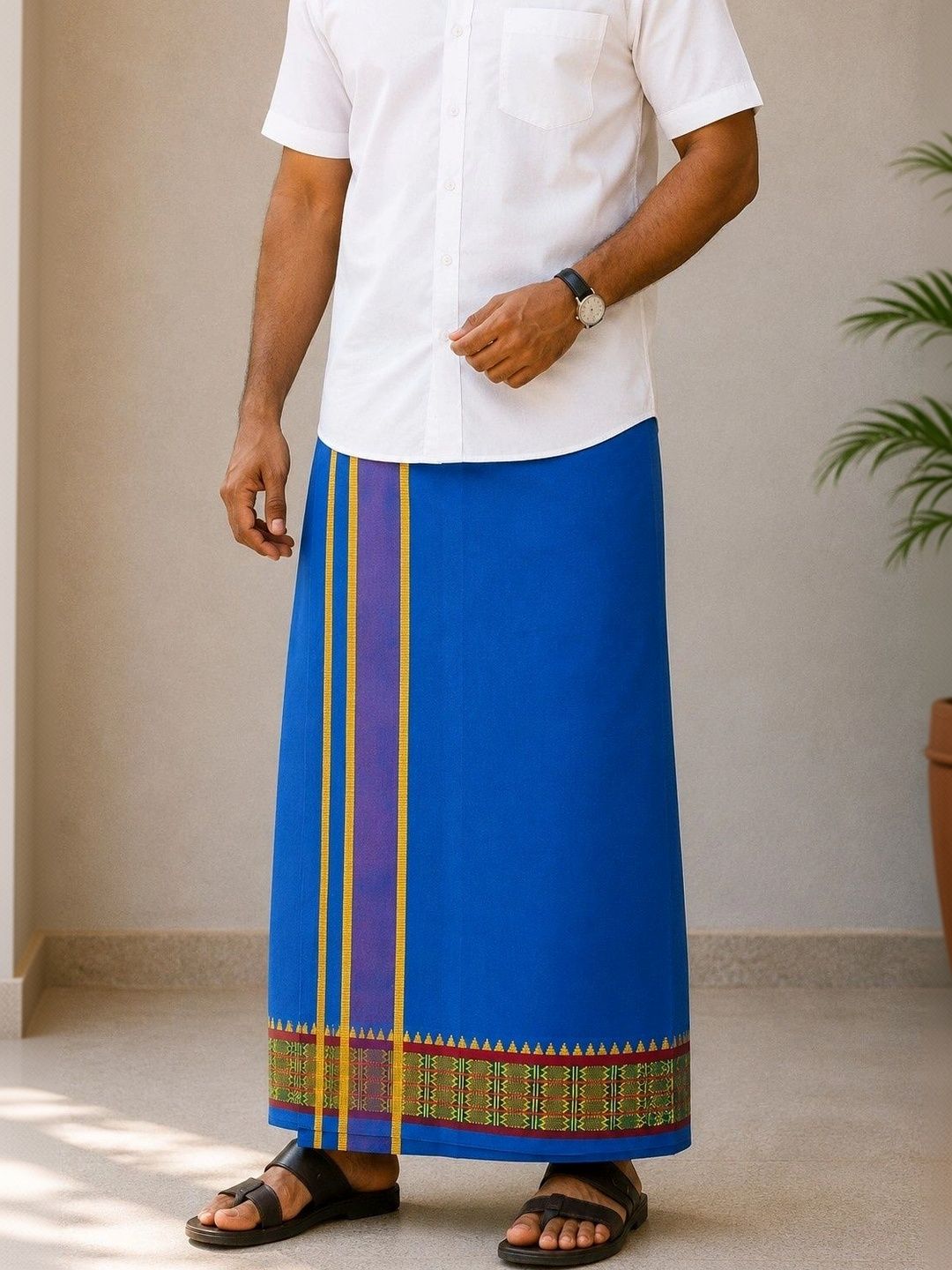 Sharan Elegance Men Striped Cotton Dhoti Dhotis-picture-56