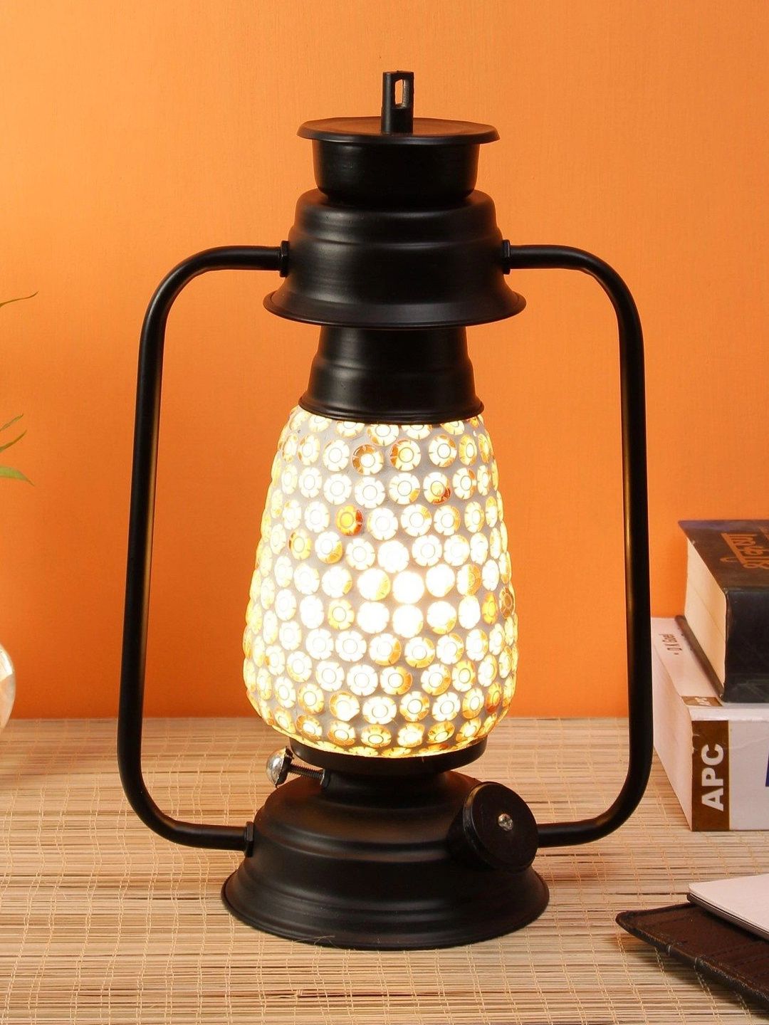 Myntra Elegant Homes Black Textured Metal Traditional Frusturical Shaped Table Lamp-picture-38
