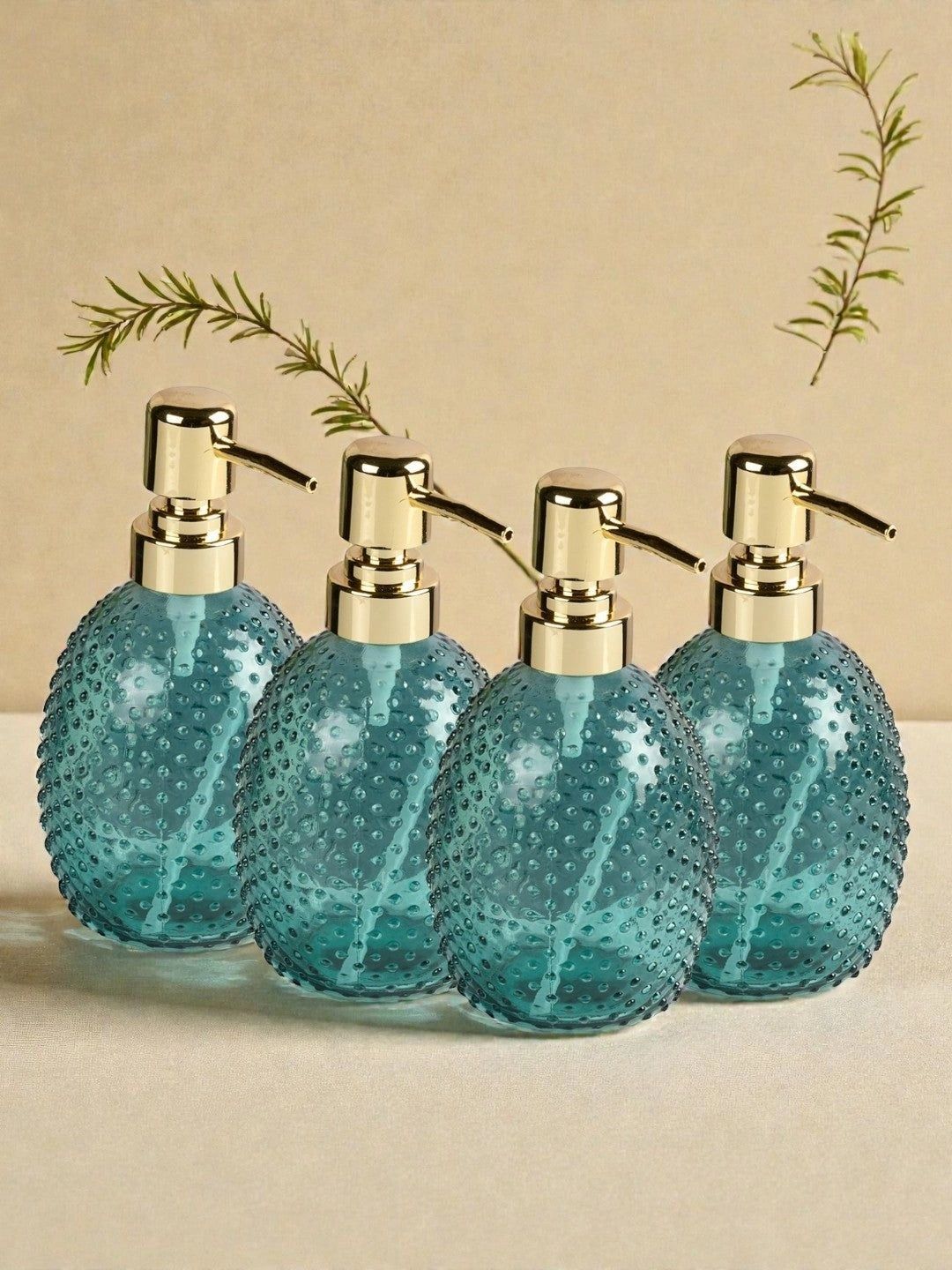 Kookee Green 4 piece Abstract Glass Soap Dispenser-picture-58