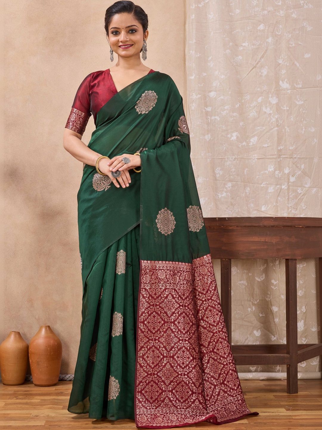 Moda Rapido Woven Design Zari Silk Cotton Banarasi Saree-picture-36