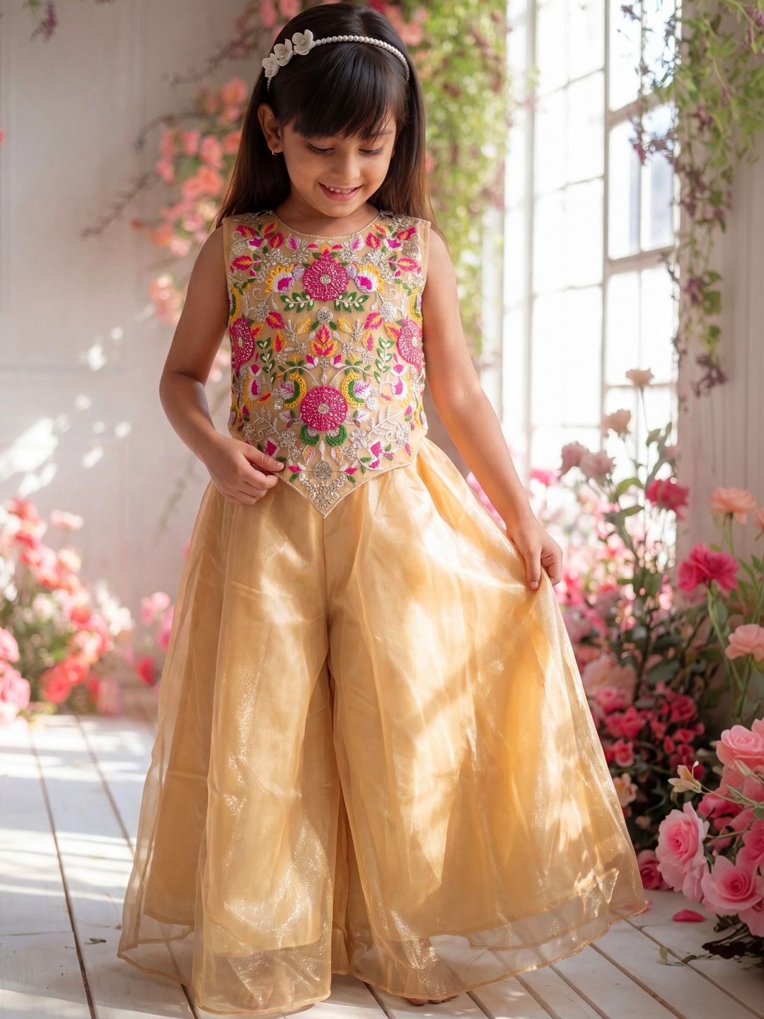 2ni8 lifestyle Girls Floral Embroidered Thread Work Kurti with Palazzos-picture-22