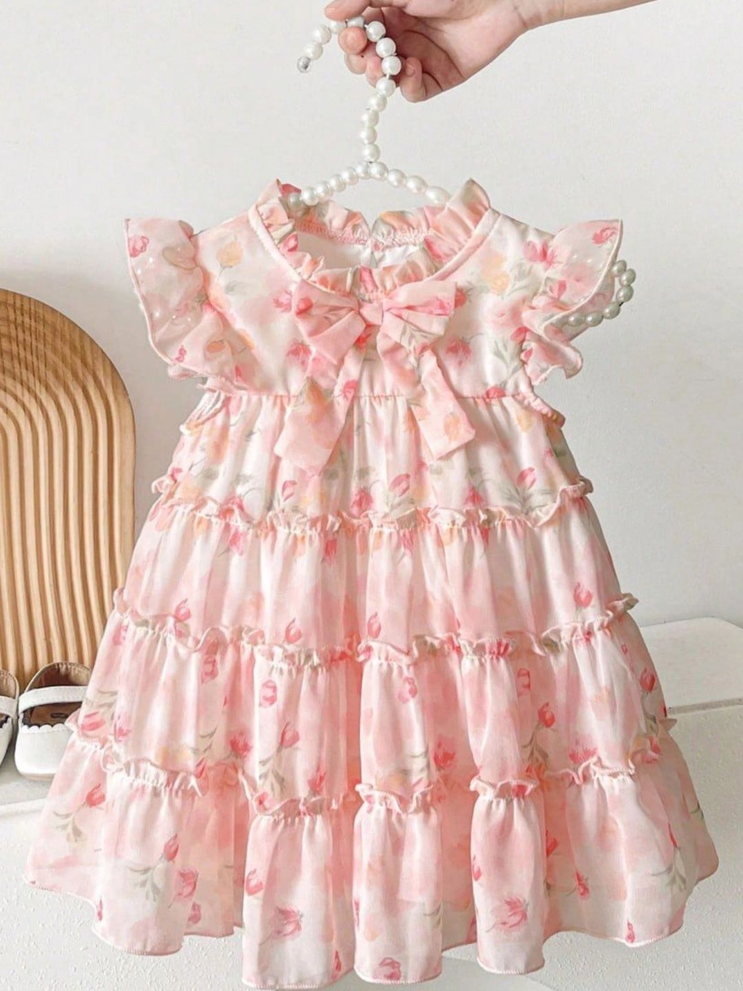 DHARMIKAAY TRENDZ Floral Print Flutter Sleeve Ruffled A-Line Dress-picture-15