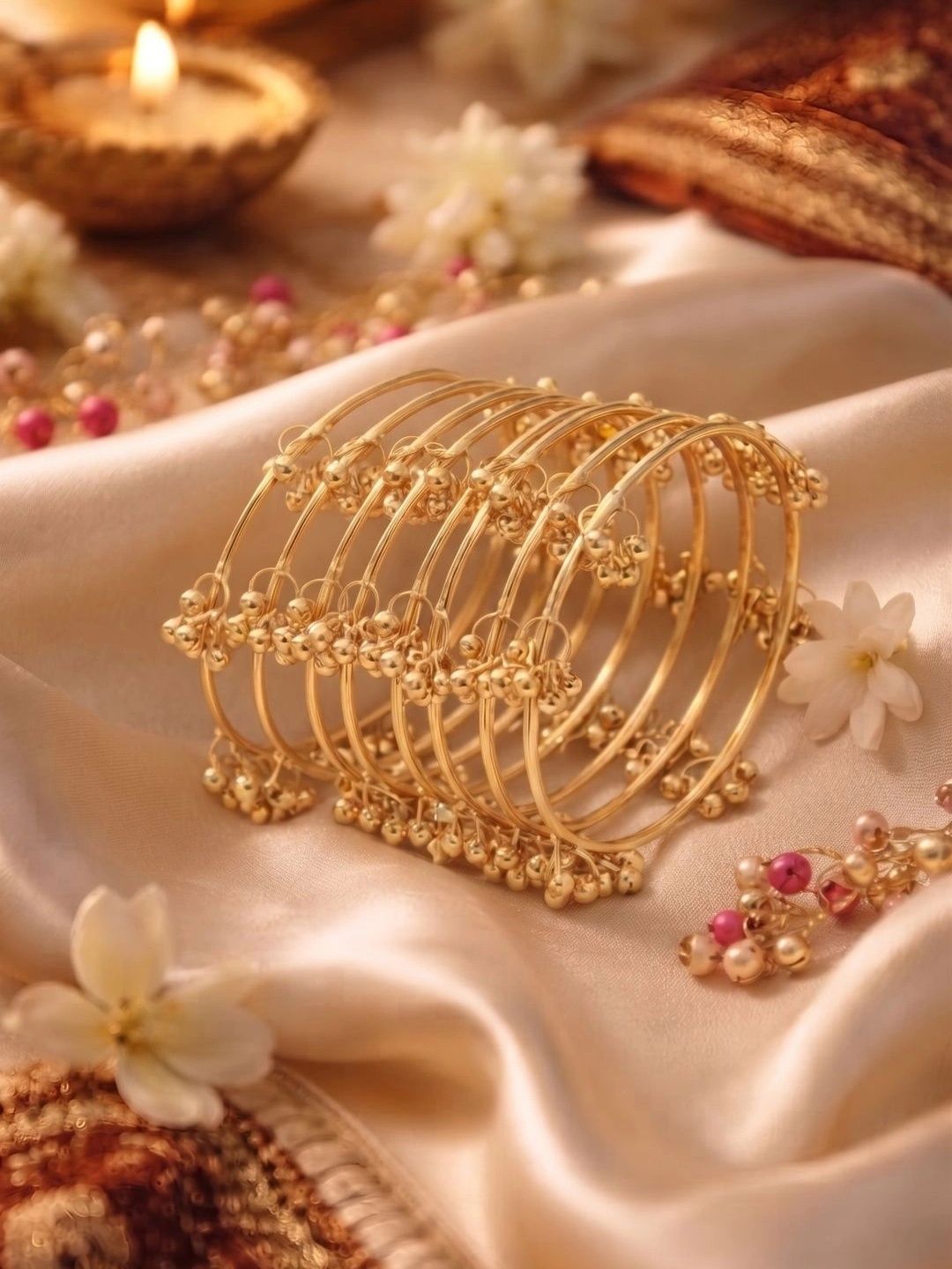 Anouk Set of 8 Gold-Plated Beaded Bangles-image-41